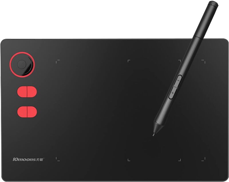Graphics Tablet,Qolam 10moons G20 Graphics Drawing Tablet Ultralight Digital Art Creation Sketch Inches with Battery free Stylus 8 Pen Nibs 8192 Levels Pressure 12 Express Keys